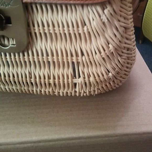 Woven Straw Patricia Nash Crossbody Bag with Tan Leather Trim - Picture 3 of 4